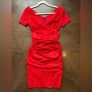 Talbot Runhof- Terrel designer cocktail red dress- size 6 baddie, vampy